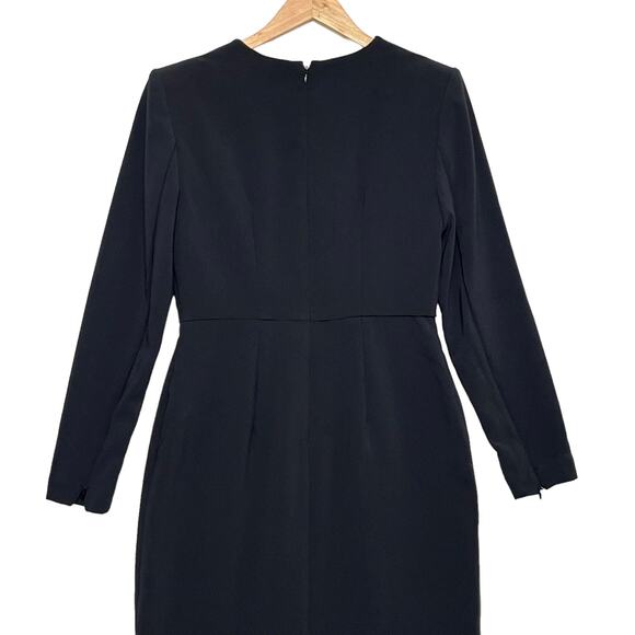 Sergio Hudson x Target Sheath Midi Dress Sz XS Black Stretch Shoulder Pads Slit - Picture 9 of 12